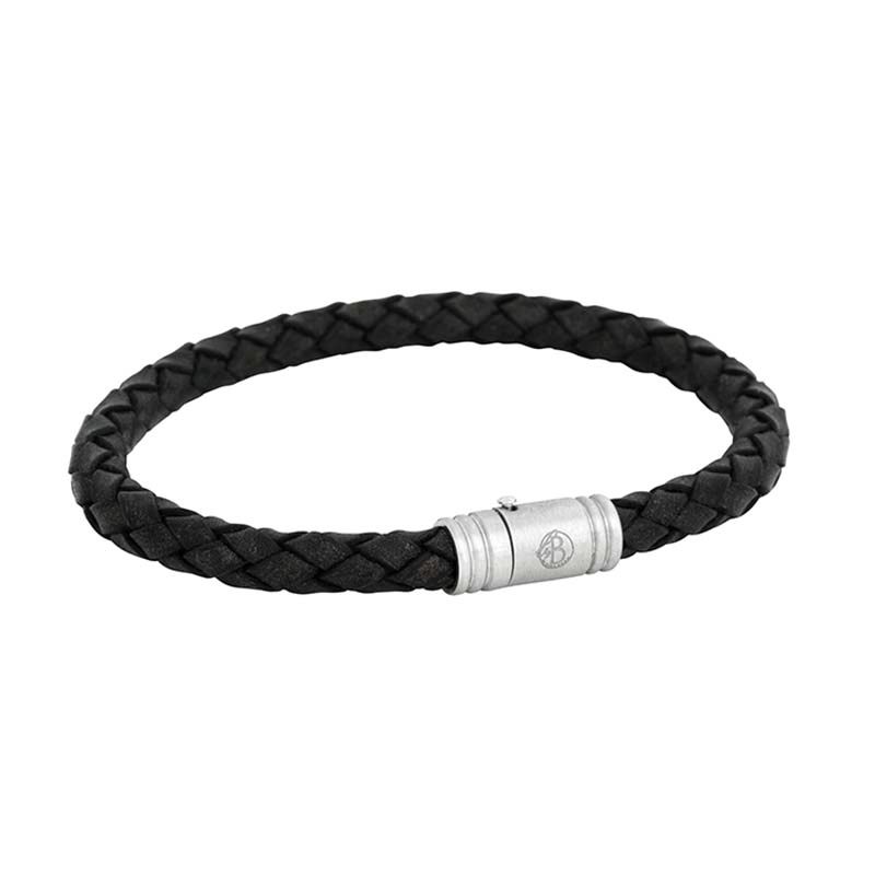 By Billgren - Läderarmband Flätat Svart/Stål Teen