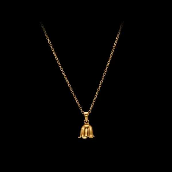 Charmante Glockenblumen-Halskette aus Gold von Maria Nilsdotter mit glockenförmigem Anhänger aus 18-karätig vergoldetem Silber an einer Kette.