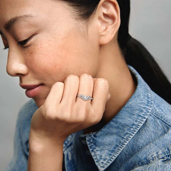 Birnen- & Marquise-Schliff funkelnder Wishbone-Ring von PANDORA, Schneller Versand - Nordicspectra.de