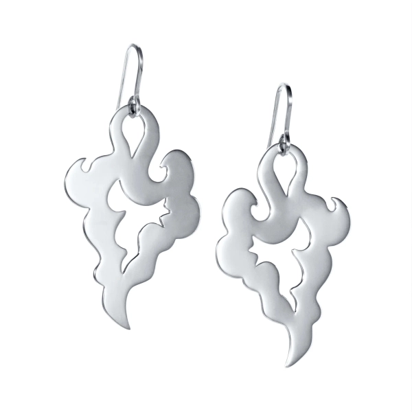 Genie Earrings i silver med mjuka former och gnistrande stenar