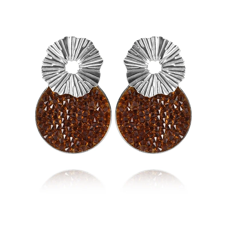 Caroline Svedbom - Vassia Rocks Earrings Rhodium Recreated Smoked Topaz