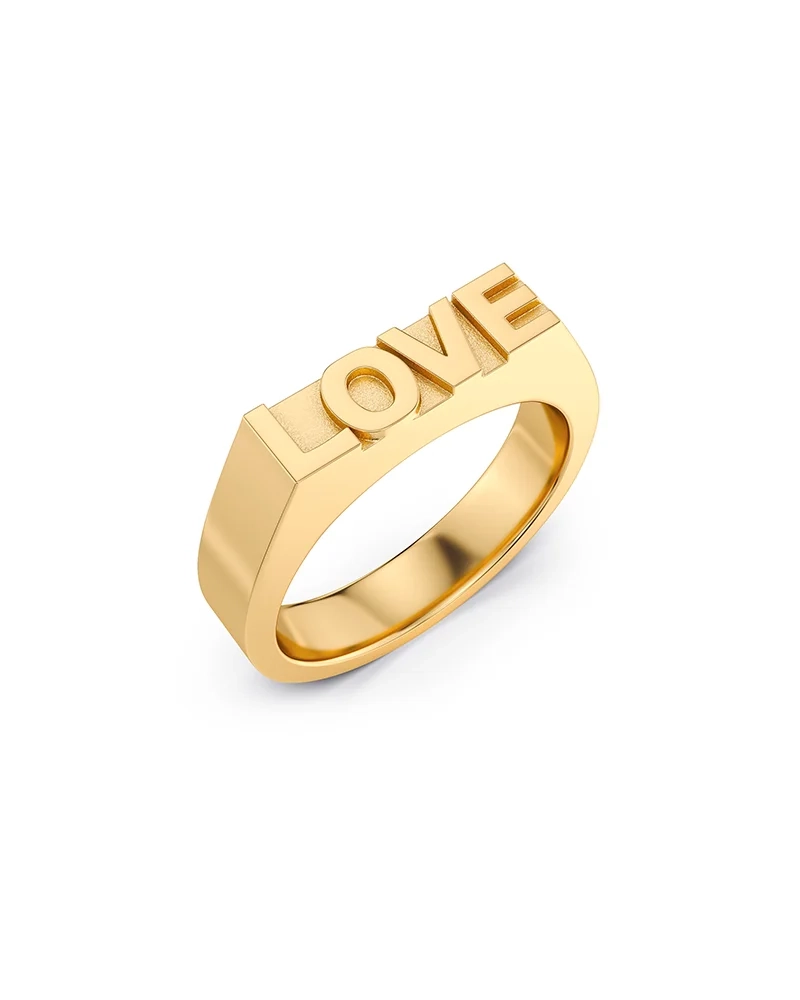 Love Signet Ring Gold