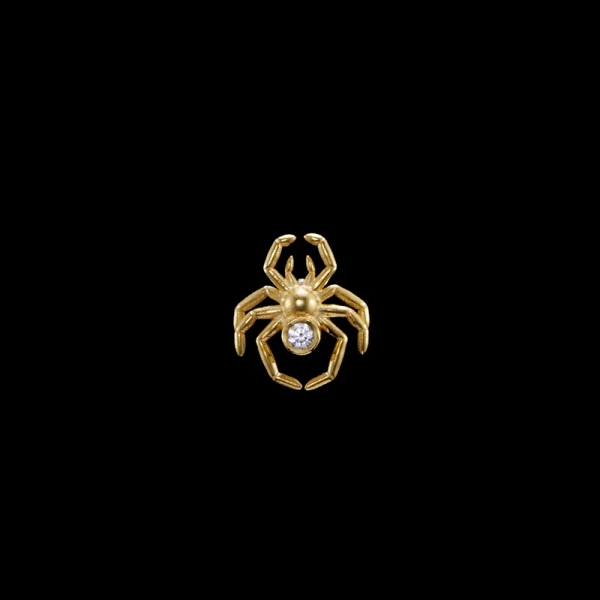 Spider Ear Stud Gold i 18K guldpläterat silver med labbodlad diamant