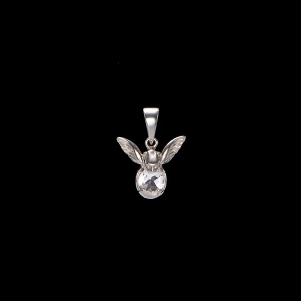 Kleiner Gargoyle-Anhänger aus Silber mit Bergkristall