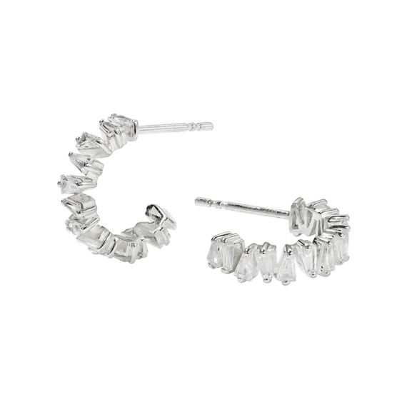 Iggy Earrings Silver i silver med baguetteslipade kubiska zirkoner