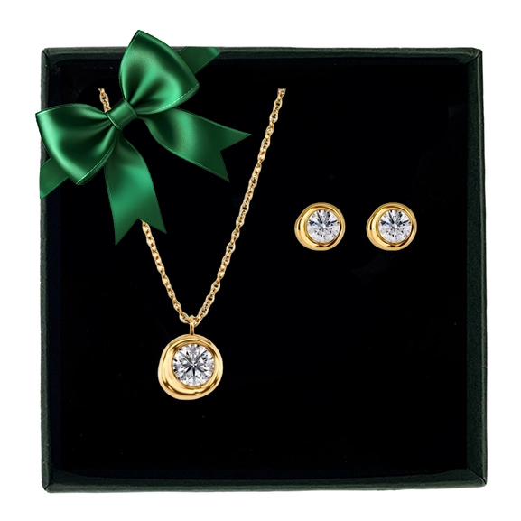 Ocean Gem presentset med halsband och örhängen i 14K guldpläterat stål