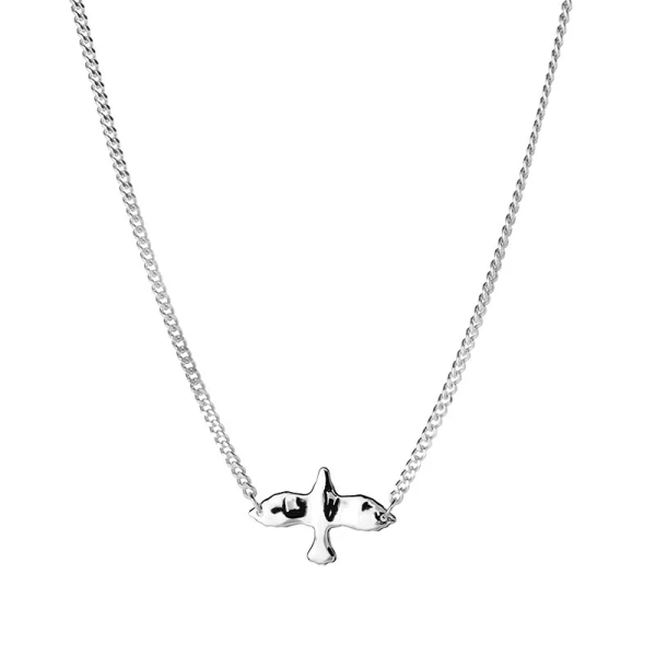 Organic Dove Curb Necklace Silver