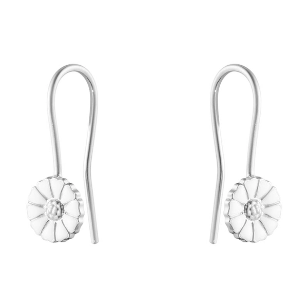 Daisy Mini Krokörhängen Silver Med Vit Emalj - Georg Jensen örhängen - Snabb frakt & paketinslagning - Nordicspectra.se