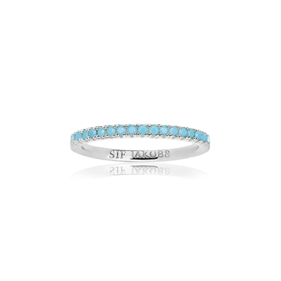Ellera Ring Türkis von Sif Jakobs in Silber mit einem funkelnden türkisfarbenen Zirkonia-Stein