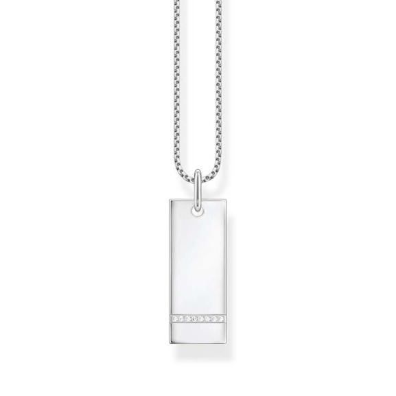 Halsband Bred Tag med Vita Stenar - Thomas Sabo halsband - Snabb frakt & paketinslagning - Nordicspectra.se