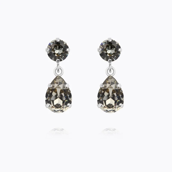 Mini Drop Earrings i rodium med svarta diamanter