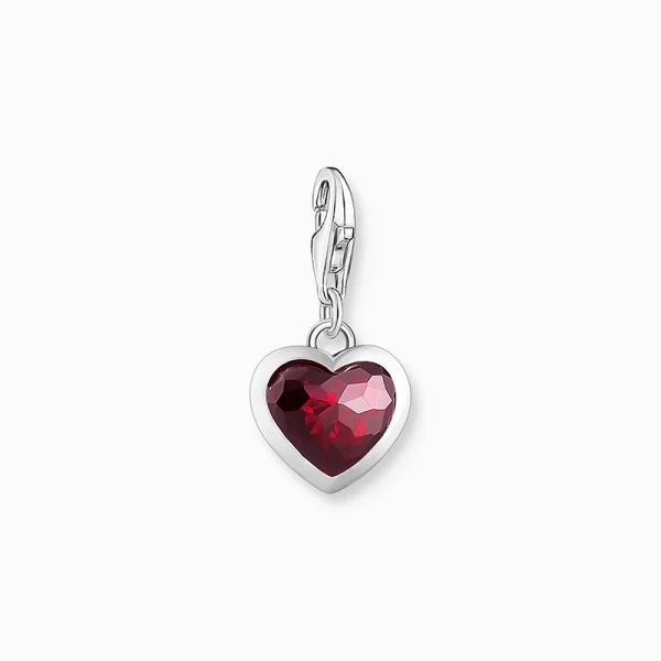 Charm-Anhänger mit rotem Stein im Herzschliff Silber - Thomas Sabo - Nordic Spectra