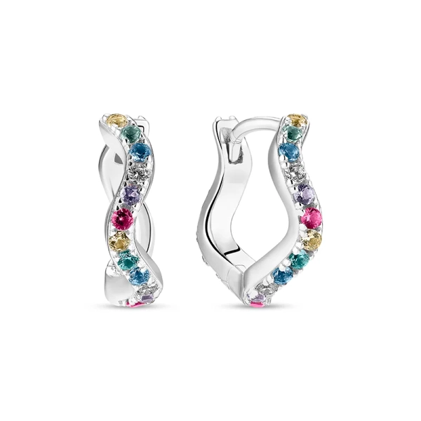 Ellera Waves Medio Örhängen Mix i silver med Cubic Zirconia-stenar från Sif Jakobs