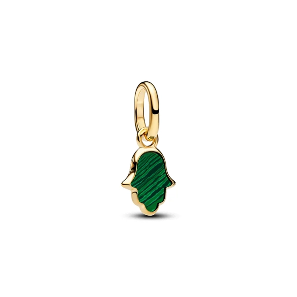 Grüner Hamsa-Hand-Charm aus Gold von Pandora ME