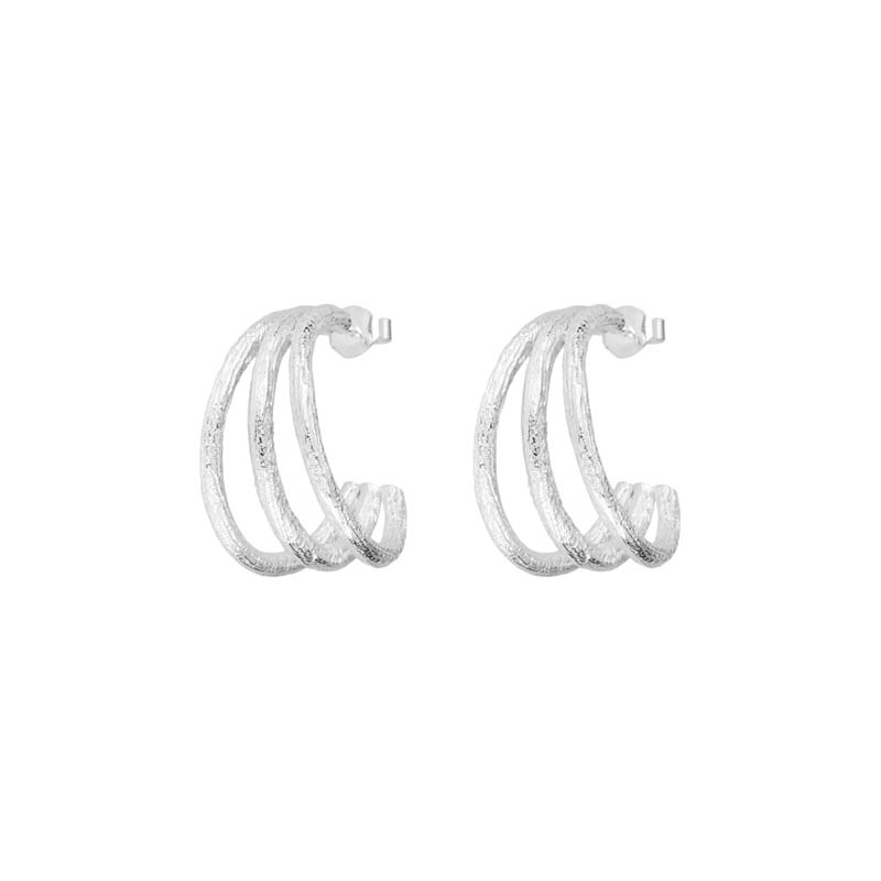 Triple Branch Hoops Silver