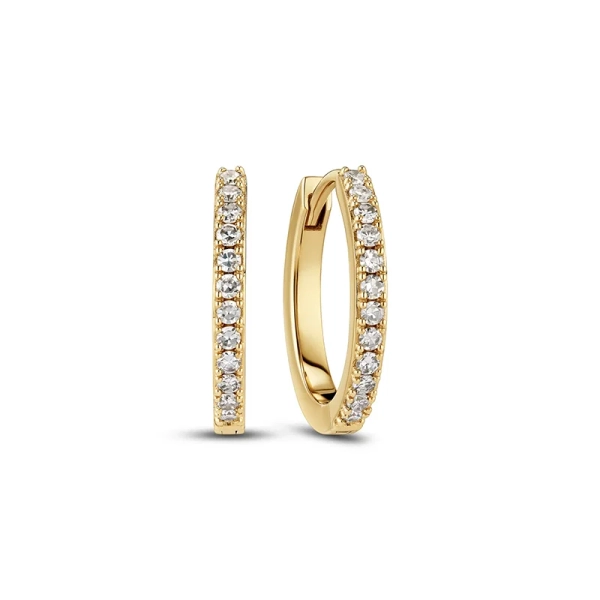 Alba Medio Earrings 14K Guld: Mellanstora creoler med syntetiska diamanter