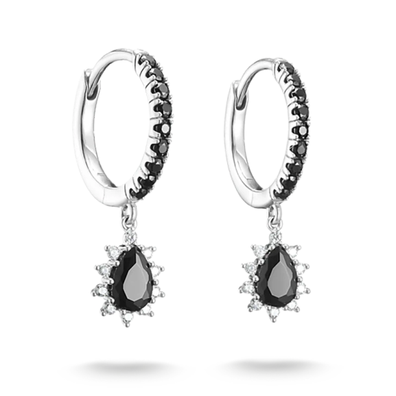 Svart Sten True Romance Hoops i återvunnet 925-silver med svärtad finish och zirkoner