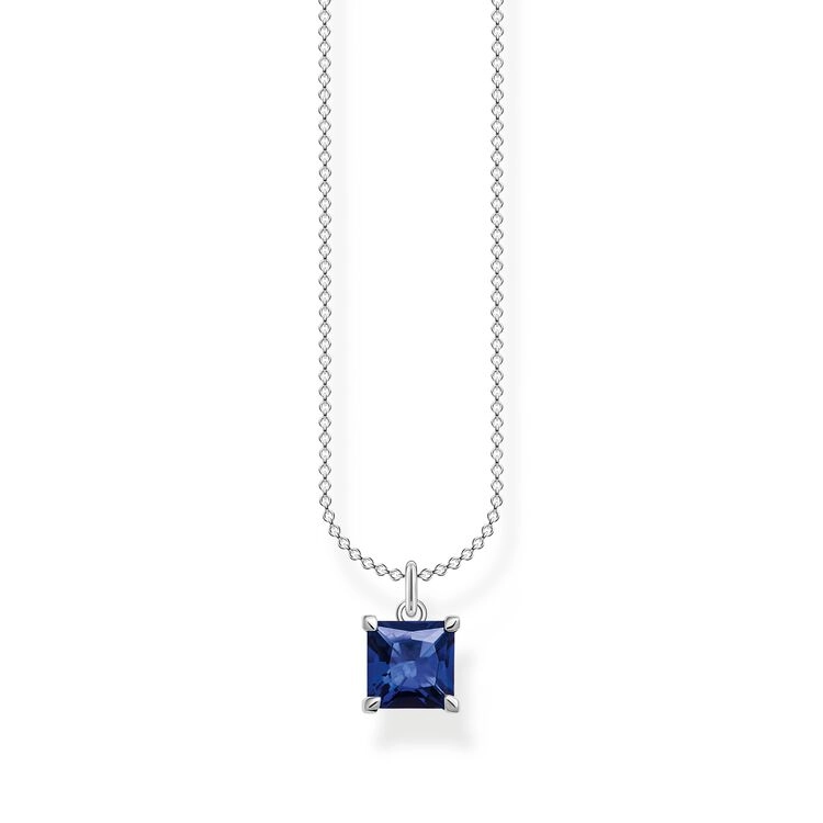 Thomas Sabo - Halsband med Kvadratisk Blå Sten