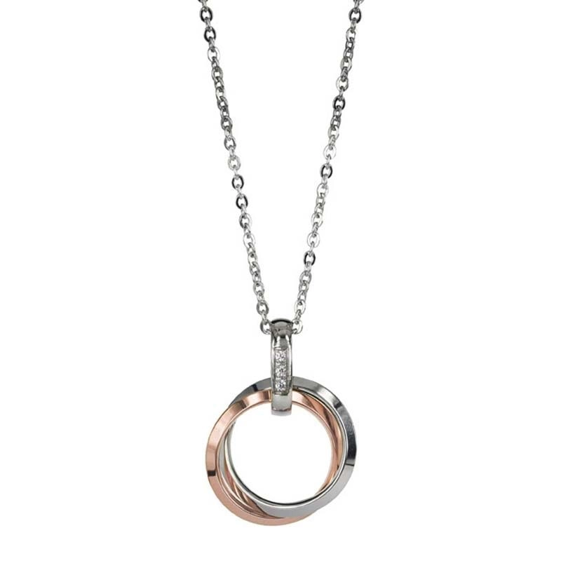 Astrid & Agnes - CAROLIN Långt Halsband Stål/Rosé