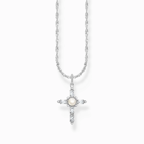 Halsband med Glittrande Kors & Pärla - Thomas Sabo - Snabb leverans & paketinslagning - Nordic Spectra