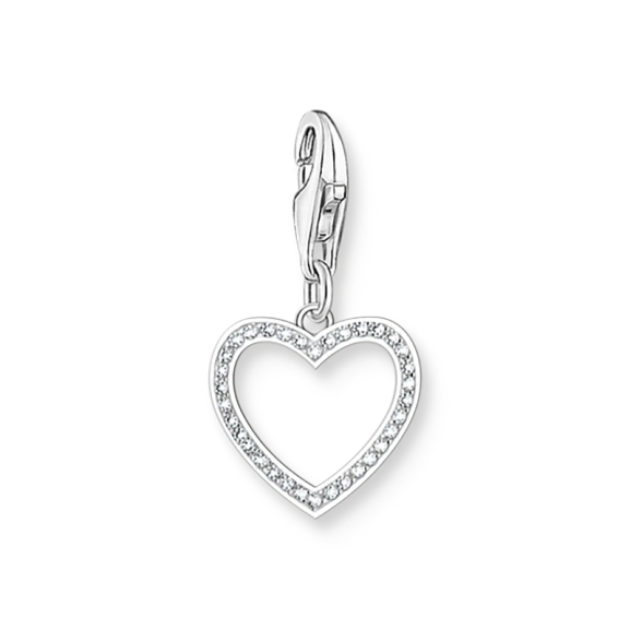 Glittrande Stenar Hjärtformad Berlock i återvunnet silver med cubic zirconia