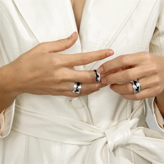 Fusion Ytterring Vitguld Svart - Georg Jensen - Designsmycken med snabba & trygga leveranser - Nordic Spectra