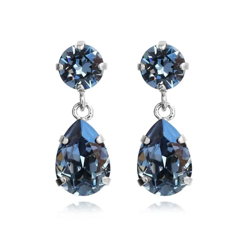 Caroline Svedbom - Mini Drop Earrings Rhodium Denim Blue
