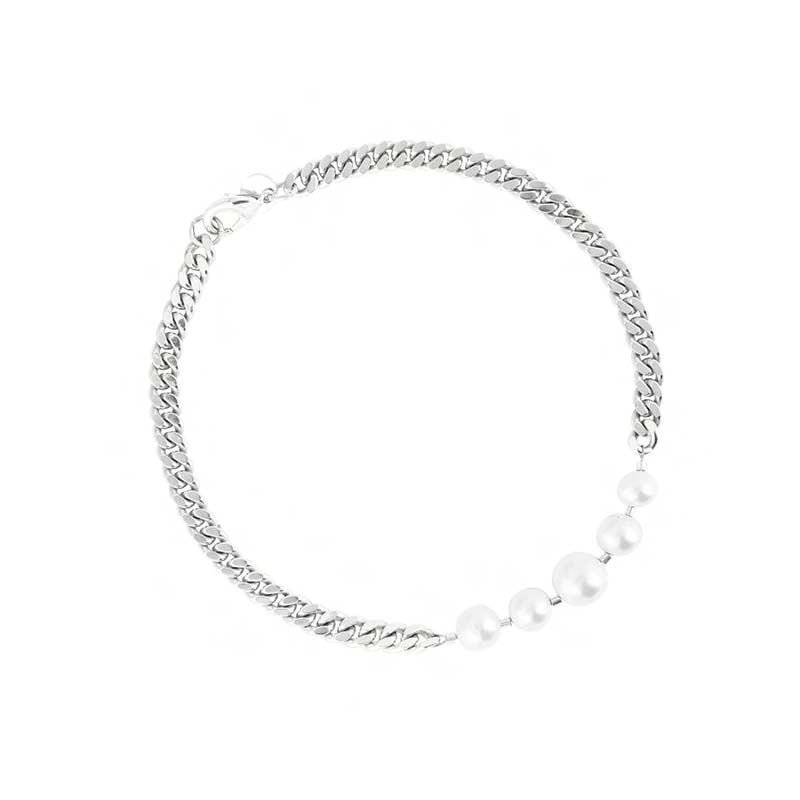 SOPHIE by SOPHIE - Pearl Chain Short Necklace Silver