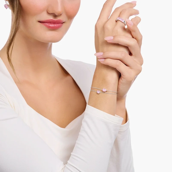 Armband med Droppformad Rosa Glittrande Sten - Thomas Sabo - Snabb leverans & paketinslagning - Nordic Spectra