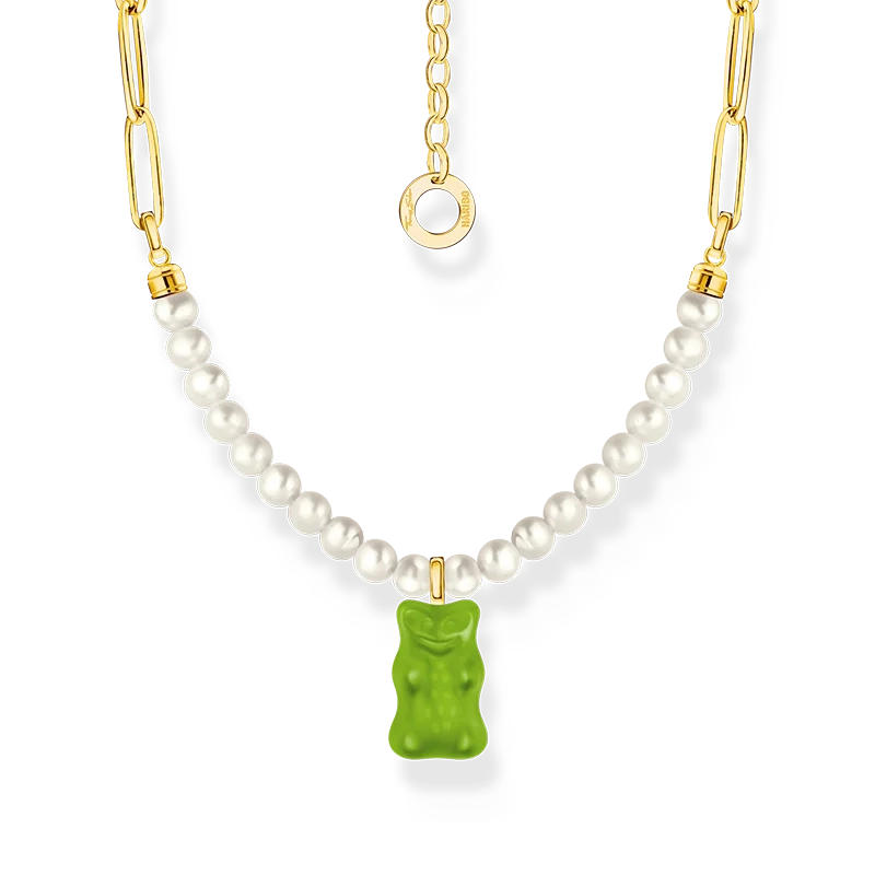 Thomas Sabo – HARIBO Pärlhalsband med Grön Gummibjörn Guld