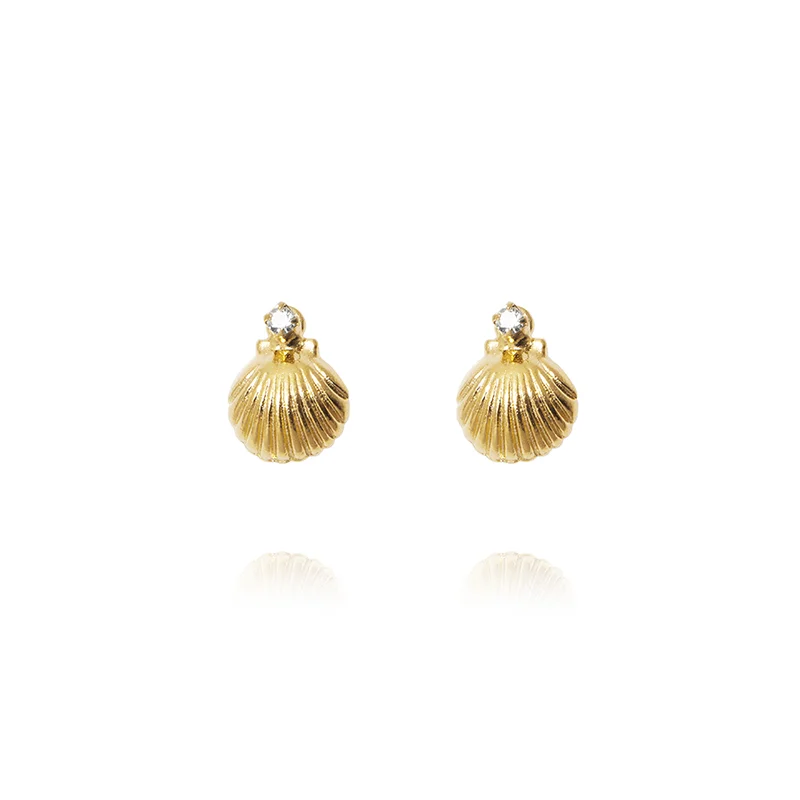 Petite Shell Earrings Gold Crystal - Caroline Svedbom - 1-2 dagars leverans